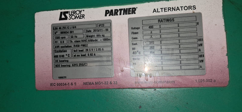 GERADOR A GÁS NATURAL  320 Kva