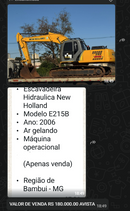 ESCAVADEIRA HIDRÁULICA NEW HOLLAND E215B – ANO 2006 – MINAS GERAIS