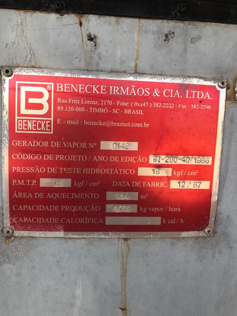 CALDEIRA 10KG, GERAÇÃO A VAPOR BENECKE MV8 300, 2003, PA