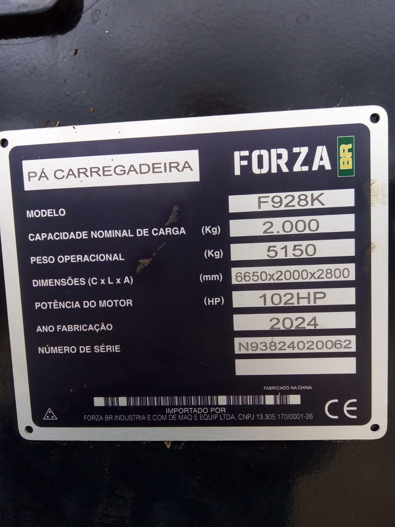 PÁ CARREGADEIERA FORZA F982K, 2024