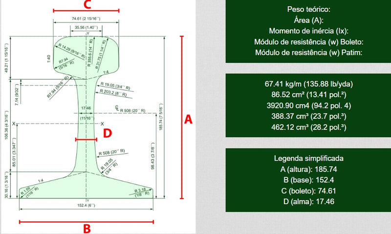 TRILHO TR68  ESTACA  9 -12M